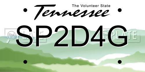 SP2D4G Tennessee License Plate