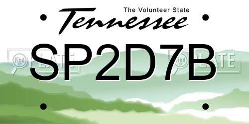 SP2D7B Tennessee License Plate