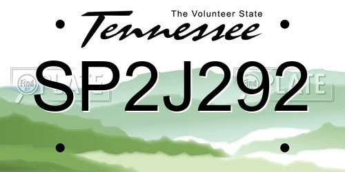 SP2J292 Tennessee License Plate