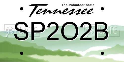 SP2O2B Tennessee License Plate