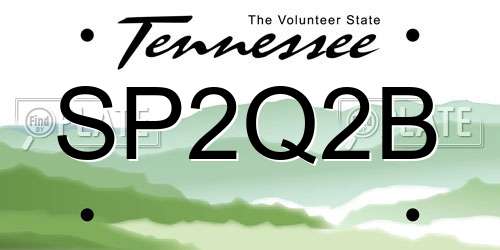 SP2Q2B Tennessee License Plate