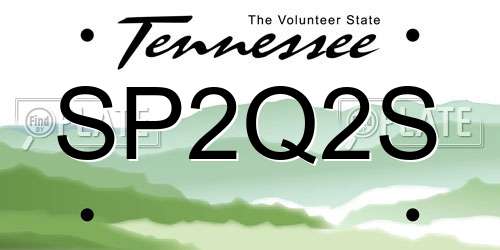 SP2Q2S Tennessee License Plate