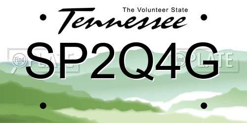 SP2Q4G Tennessee License Plate