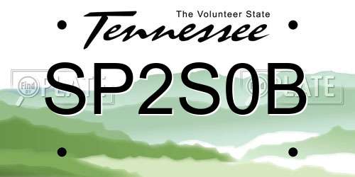 SP2S0B Tennessee License Plate