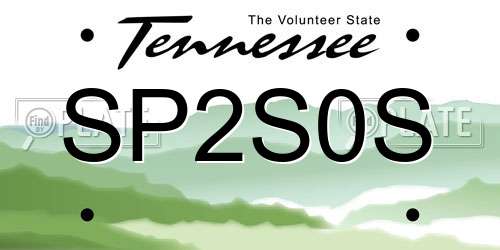 SP2S0S Tennessee License Plate
