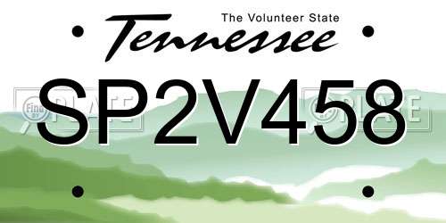 SP2V458 Tennessee License Plate