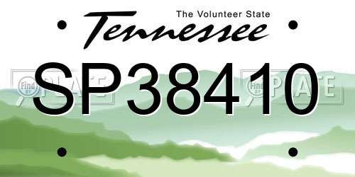 SP38410 Tennessee License Plate