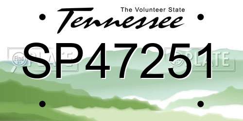 SP47251 Tennessee License Plate