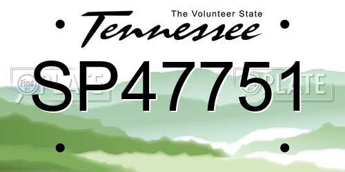 SP47751 Tennessee License Plate