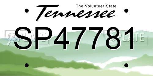 SP47781 Tennessee License Plate