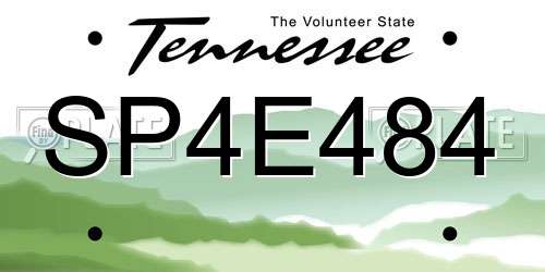 SP4E484 Tennessee License Plate