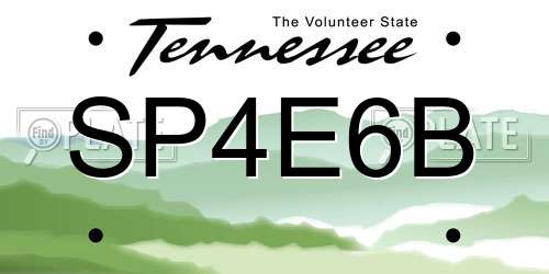SP4E6B Tennessee License Plate