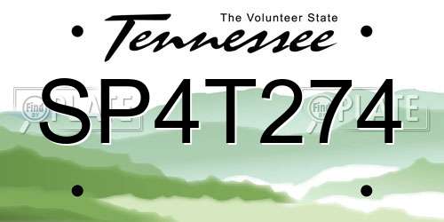 SP4T274 Tennessee License Plate