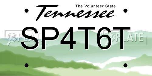 SP4T6T Tennessee License Plate