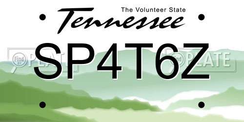 SP4T6Z Tennessee License Plate