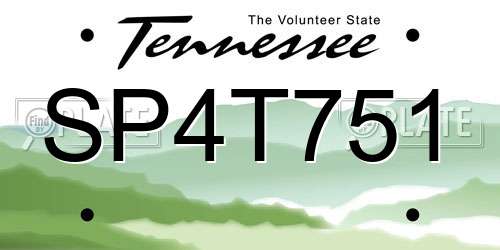 SP4T751 Tennessee License Plate