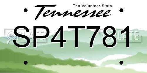 SP4T781 Tennessee License Plate