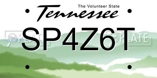SP4Z6T Tennessee License Plate