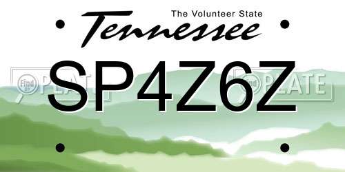 SP4Z6Z Tennessee License Plate