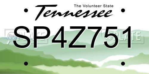 SP4Z751 Tennessee License Plate