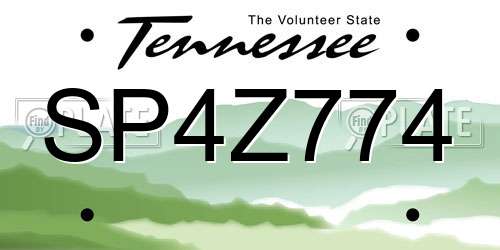 SP4Z774 Tennessee License Plate