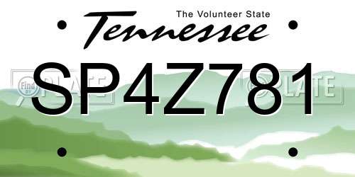 SP4Z781 Tennessee License Plate