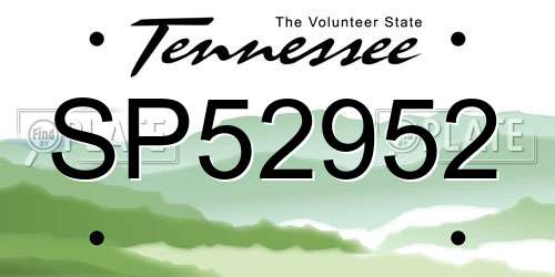 SP52952 Tennessee License Plate