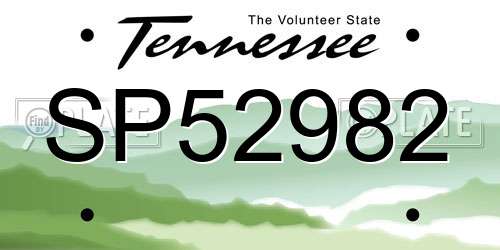 SP52982 Tennessee License Plate