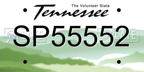 SP55552 Tennessee License Plate