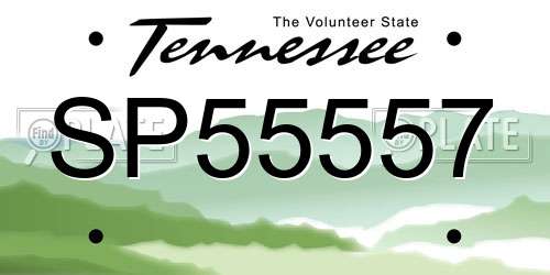 SP55557 Tennessee License Plate