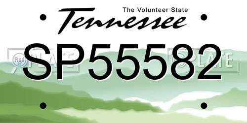 SP55582 Tennessee License Plate