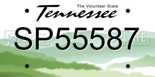 SP55587 Tennessee License Plate