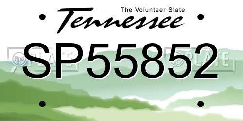 SP55852 Tennessee License Plate