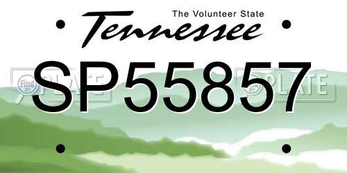SP55857 Tennessee License Plate
