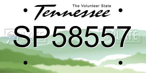 SP58557 Tennessee License Plate