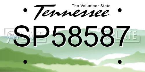 SP58587 Tennessee License Plate