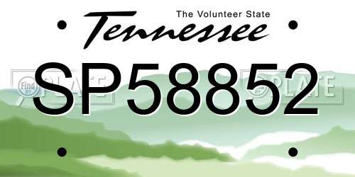 SP58852 Tennessee License Plate