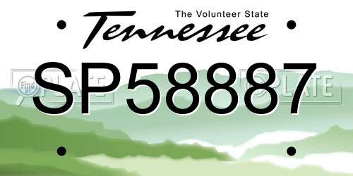 SP58887 Tennessee License Plate