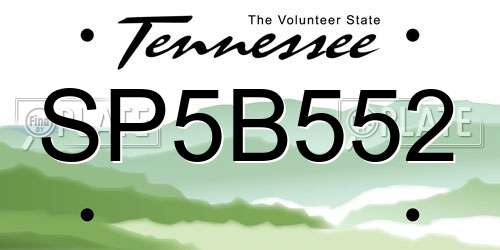 SP5B552 Tennessee License Plate