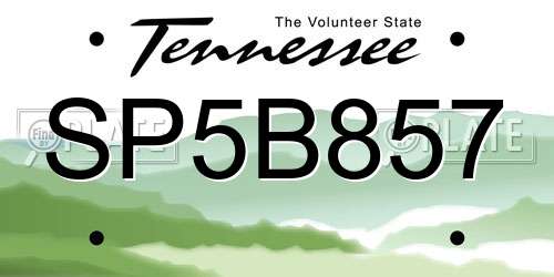 SP5B857 Tennessee License Plate