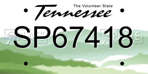 SP67418 Tennessee License Plate