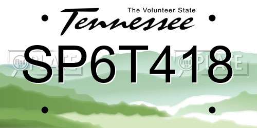 SP6T418 Tennessee License Plate