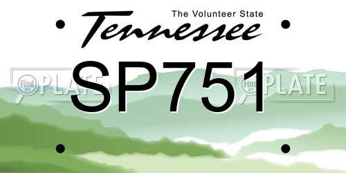 SP751 Tennessee License Plate