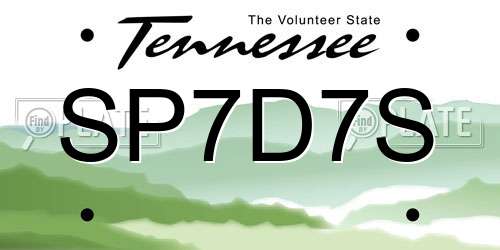 SP7D7S Tennessee License Plate