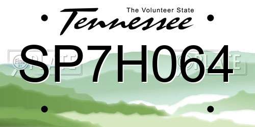 SP7H064 Tennessee License Plate