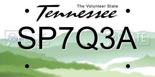 SP7Q3A Tennessee License Plate