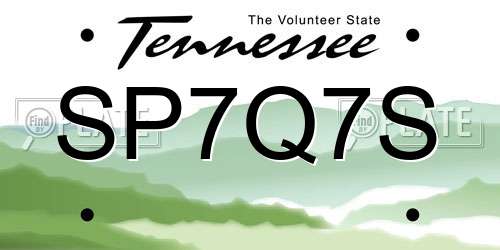 SP7Q7S Tennessee License Plate