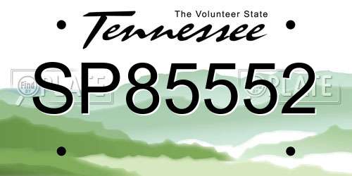 SP85552 Tennessee License Plate