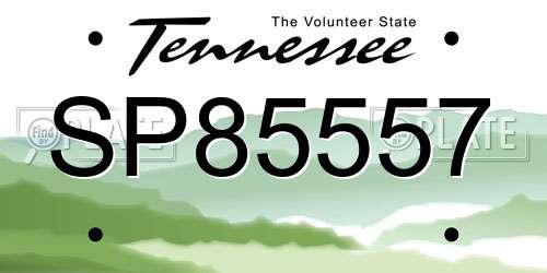 SP85557 Tennessee License Plate