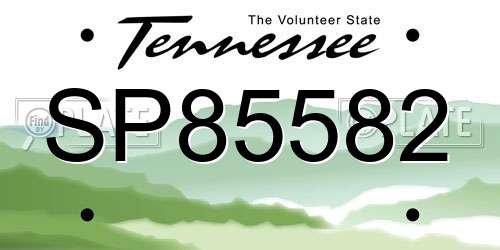 SP85582 Tennessee License Plate